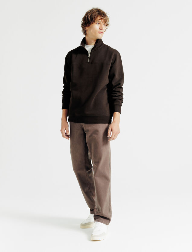 Sweat col montant zipp&eacute; uni