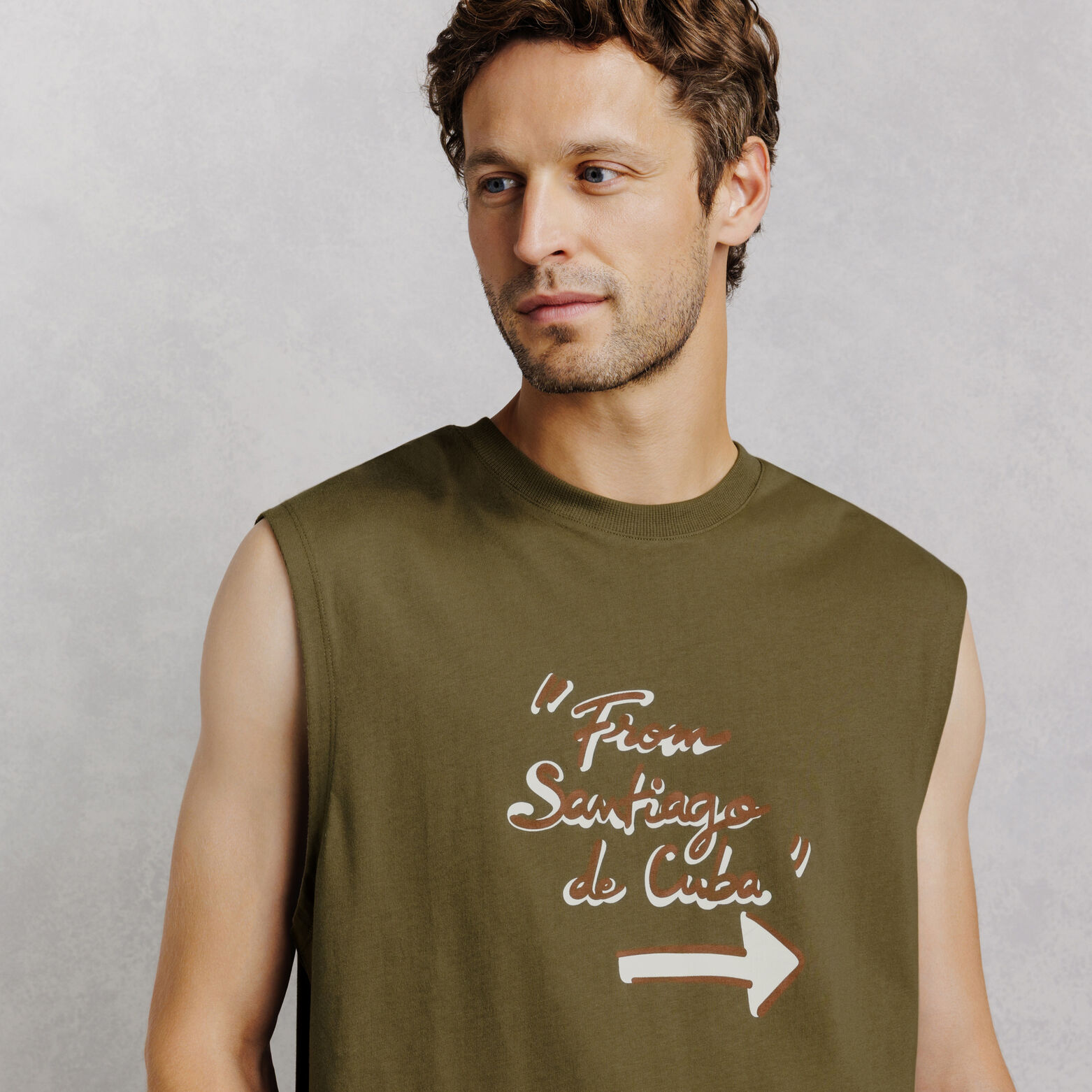Tanktop met opdruk vooraan "From Santiago to Cuba"