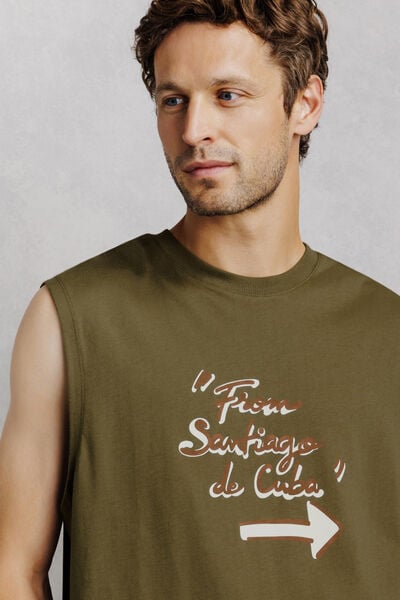 Tanktop met opdruk vooraan "From Santiago to Cuba"