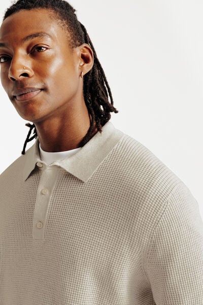 Polo en maille col boutonn&eacute; fantaisie