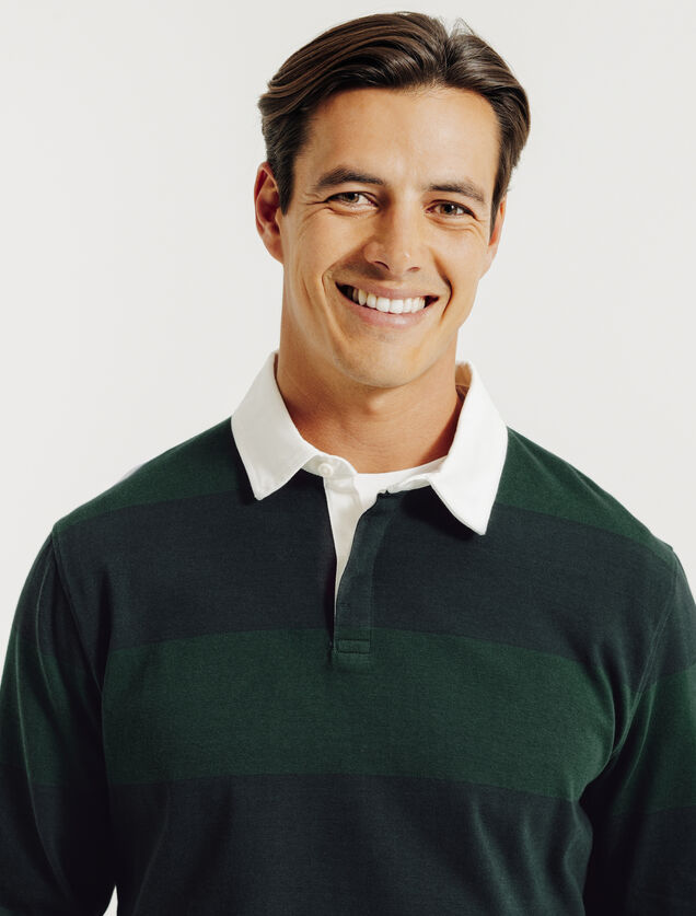 Gestreepte polo lange mouwen