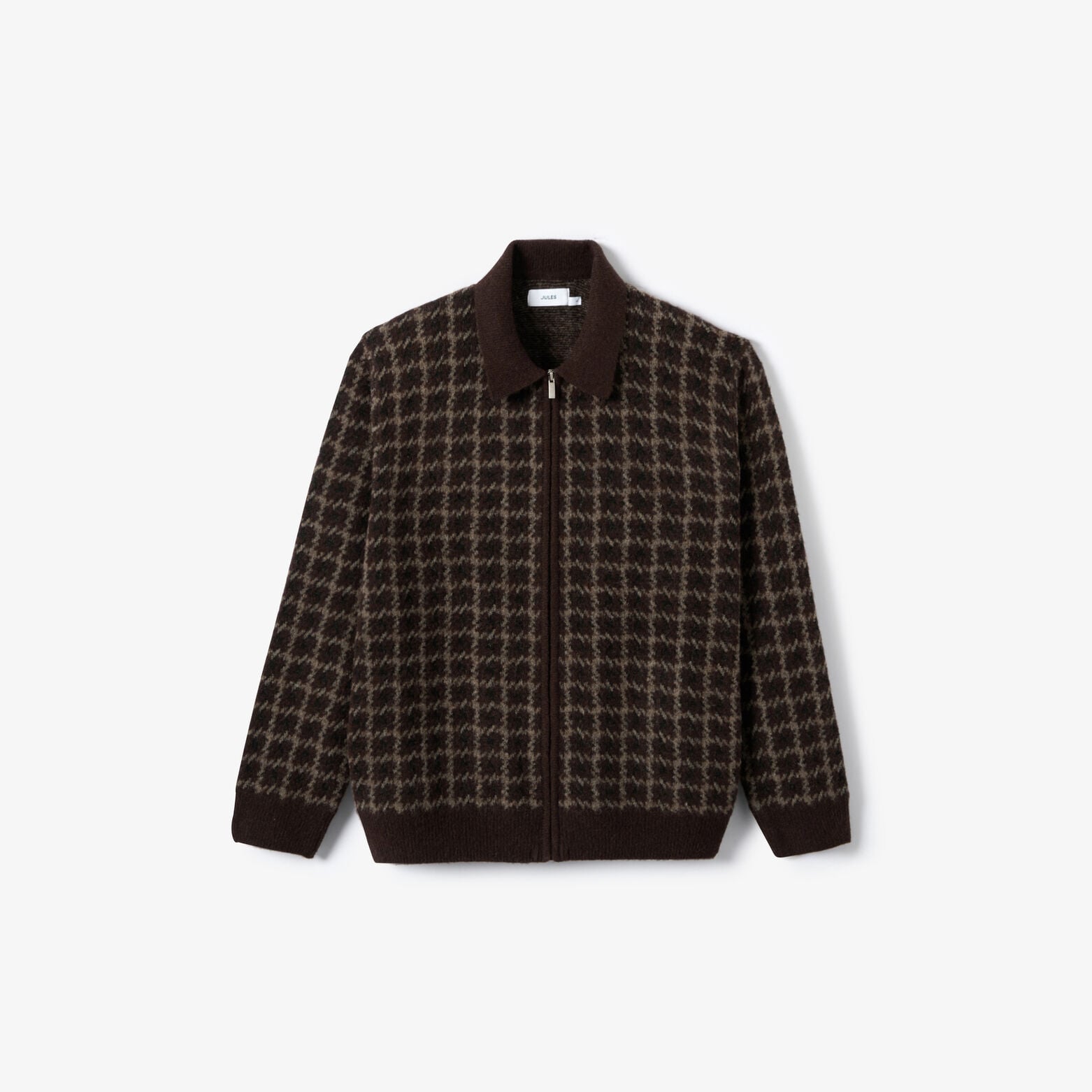 Gilet zipp&eacute; col chemise pied de poule