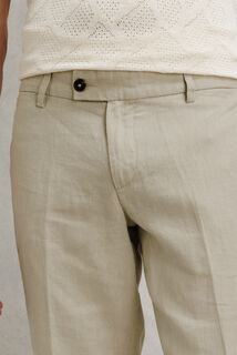 Straight fit chinobroek in 100% linnen