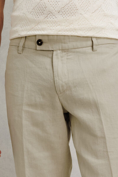 Straight fit chinobroek in 100% linnen