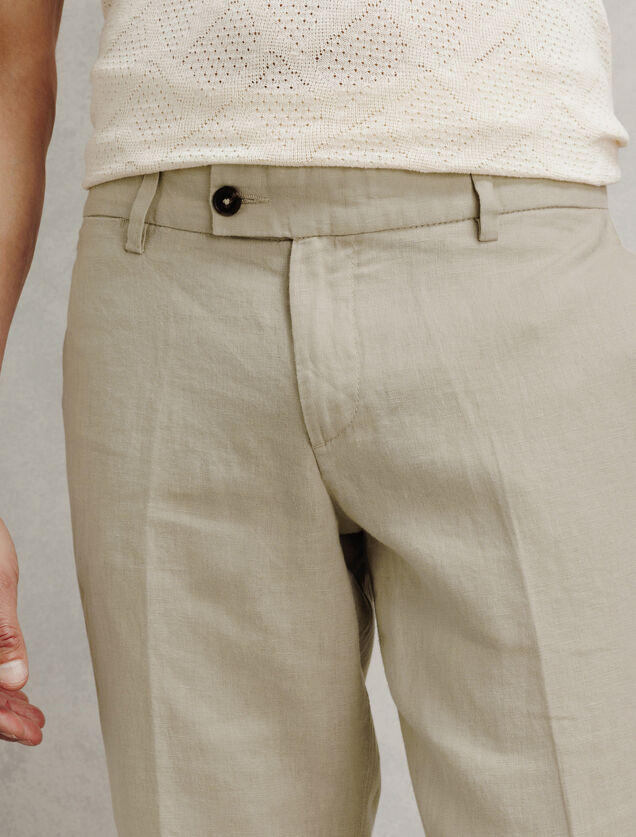 Straight fit chinobroek in 100% linnen