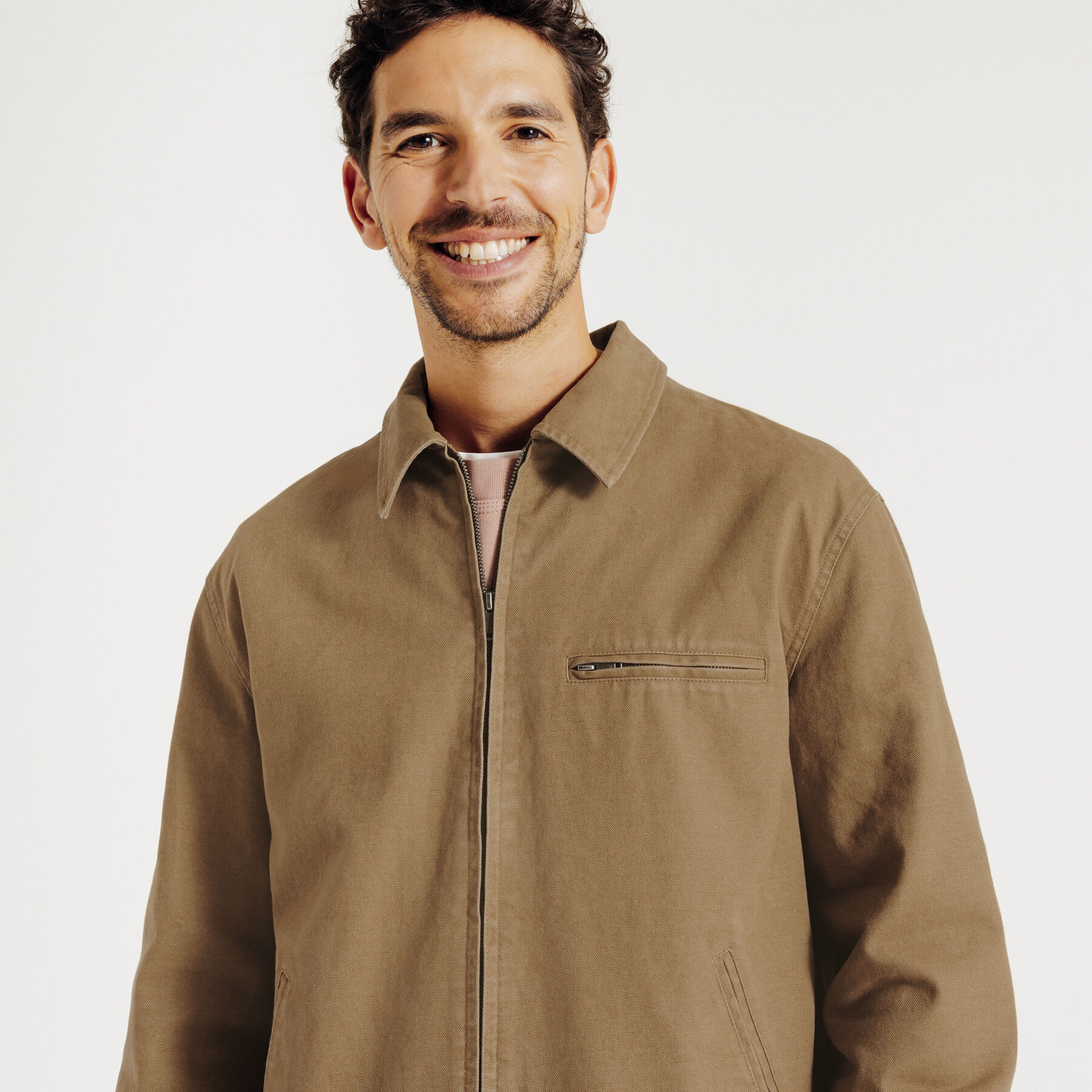 Veste Légère Homme Décontractée - 100% Polyester, Col Montant, Poches, Idéale Mi-saison - 13