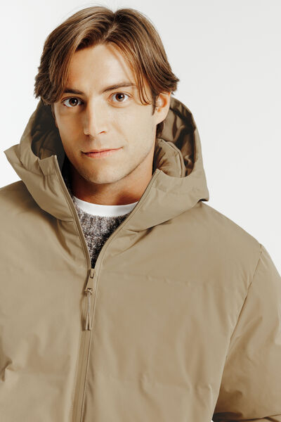 Gewatteerde donsjas met kap en rits