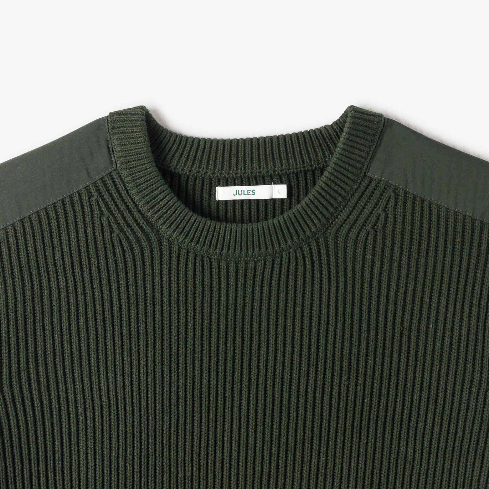 Pull col rond &eacute;pais patch &eacute;paules