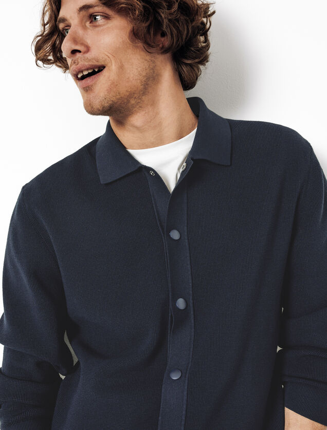 Cardigan en maille col polo