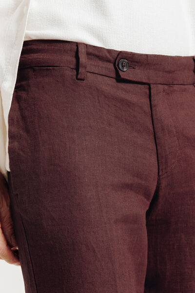 Straight fit chinobroek in 100% linnen