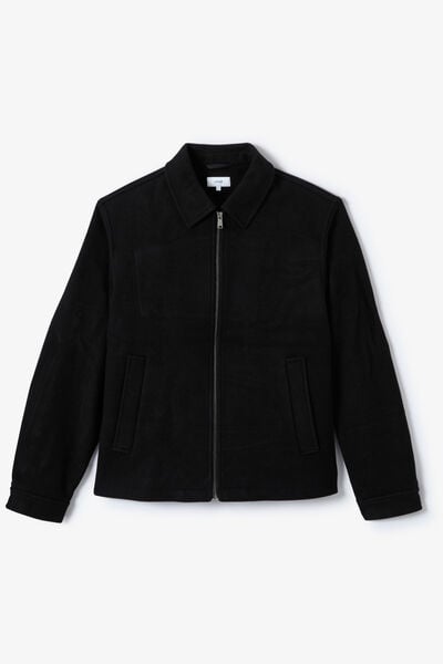 Blouson contenant de la laine col chemise zipp&eacute;