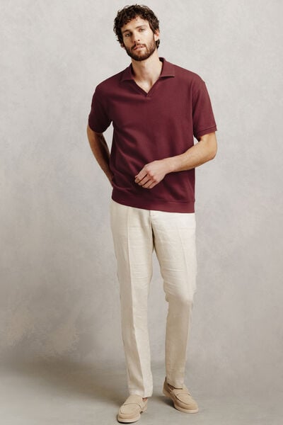 Polo manches courtes col resort en c&ocirc;te