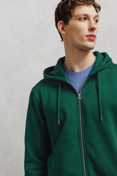 Sweat &agrave; capuche zipp&eacute; molleton uni