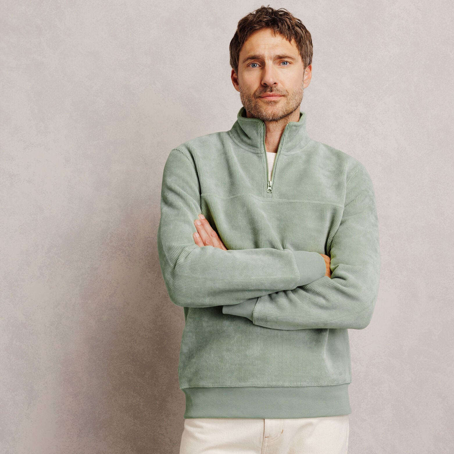 Sweat col montant zipp&eacute; en velours