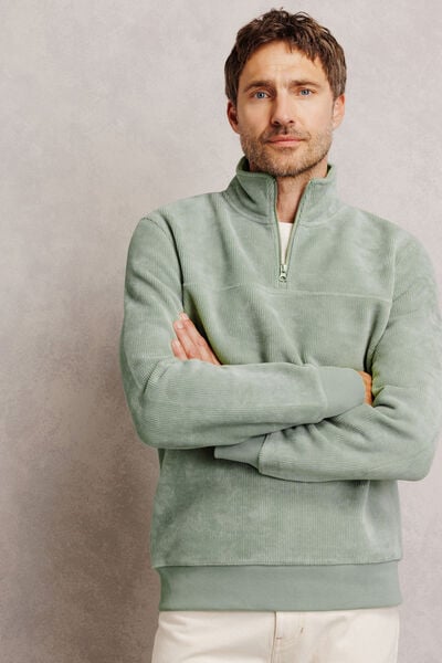 Sweat col montant zipp&eacute; en velours