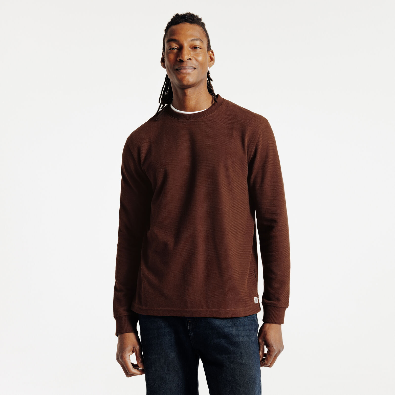 T-shirt lange mouwen in reliëfstof