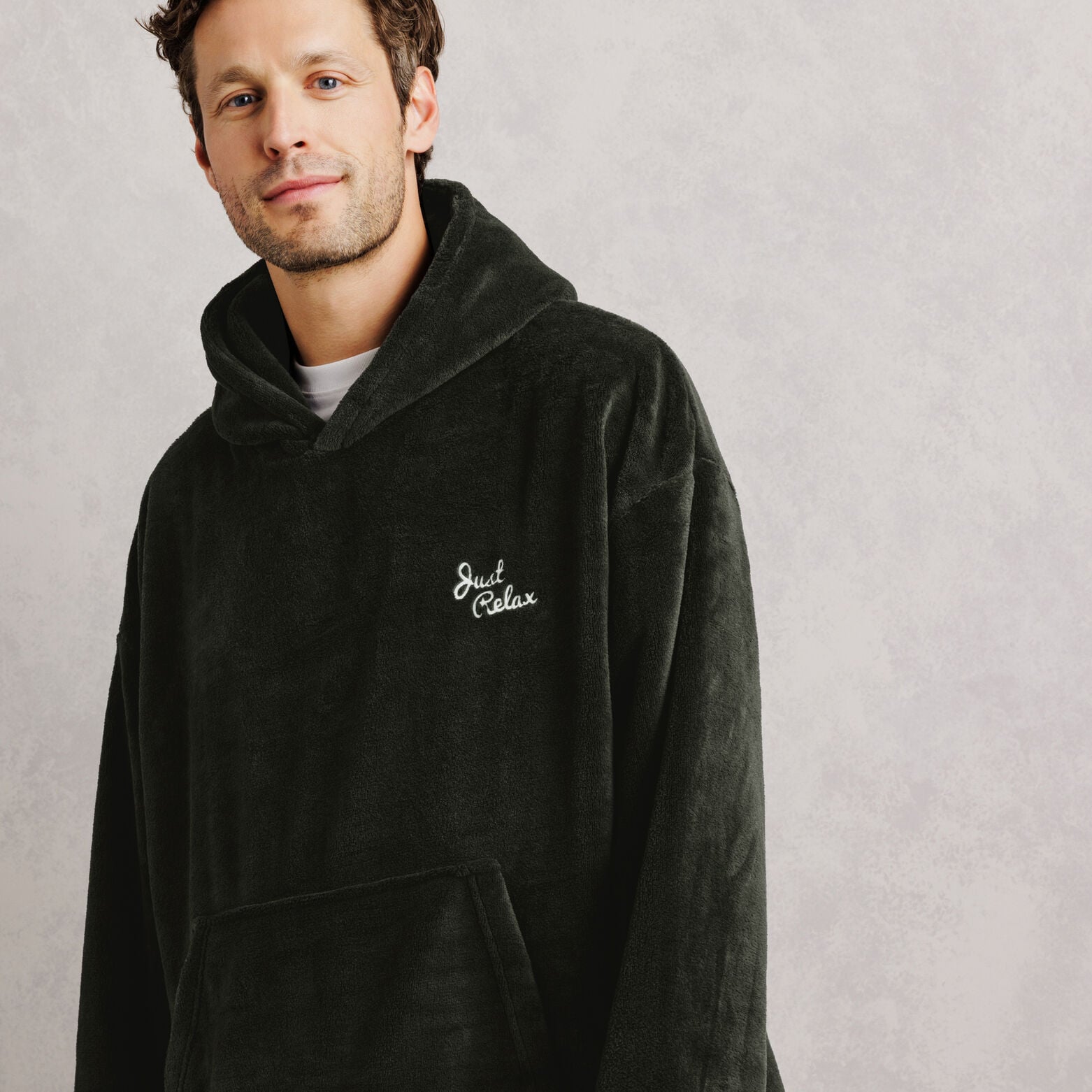 Sweat plaid &agrave; capuche brod&eacute;