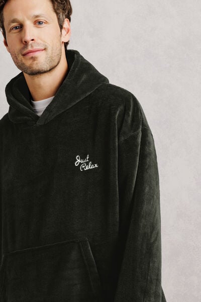 Sweat plaid &agrave; capuche brod&eacute;