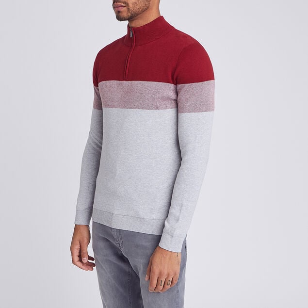 Pull col rond montant colorblock