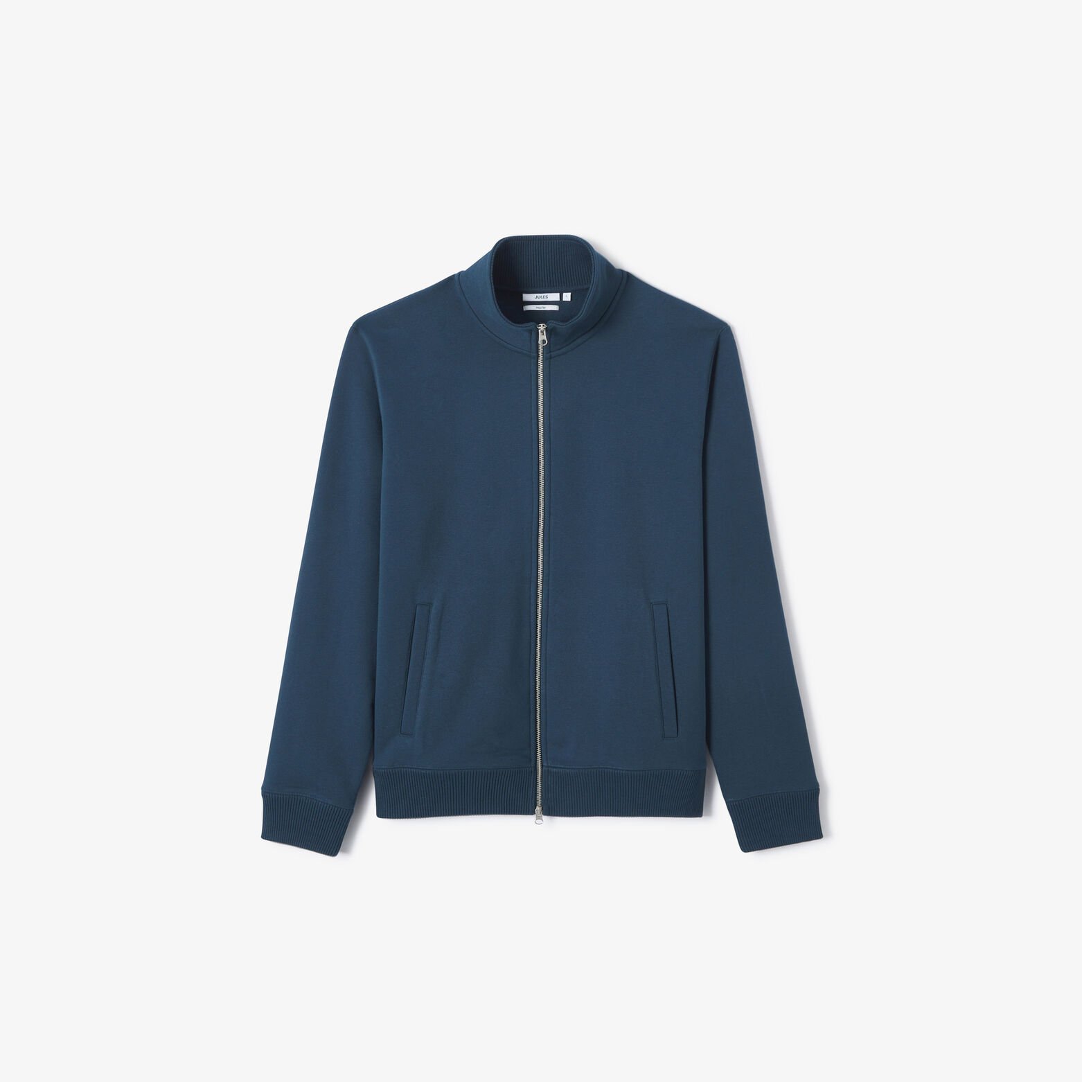 Effen heavy weight sweater opstaande kraag met rit