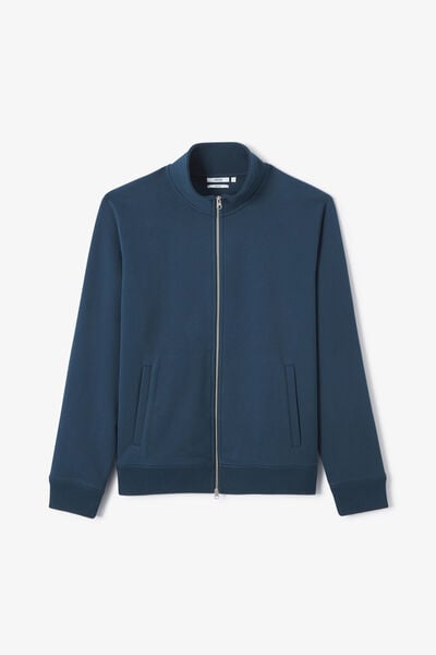 Effen heavy weight sweater opstaande kraag met rit