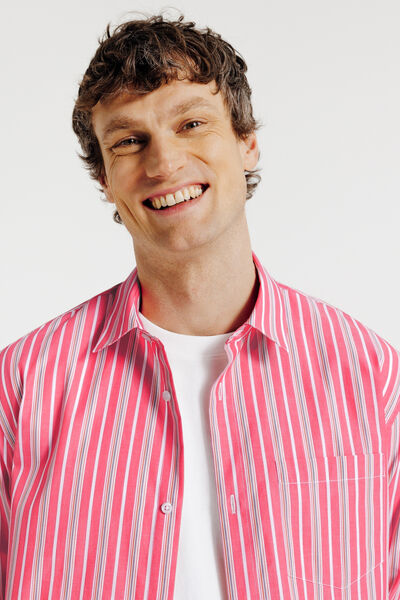 Chemise boxy ray&eacute;e en coton