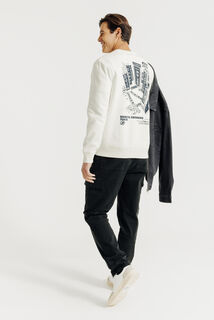 Sweater met ronde hals en print op voor-en achterk