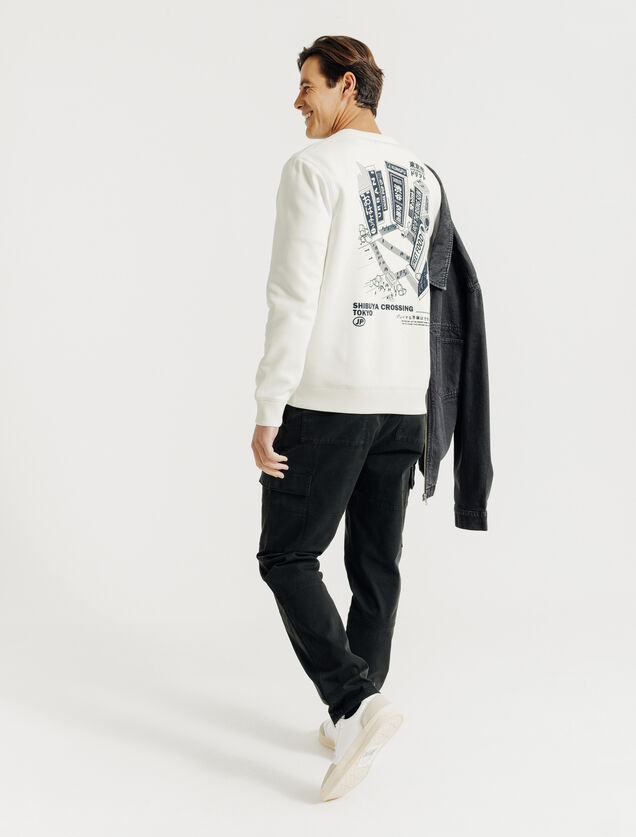 Sweater met ronde hals en print op voor-en achterk