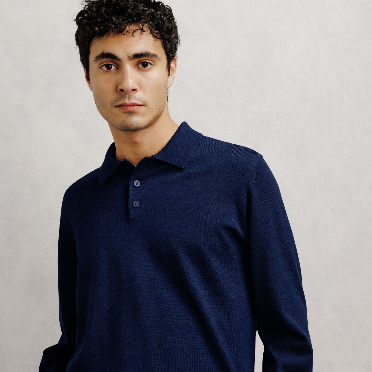 Pull col polo boutonn&eacute; 100% m&eacute;rinos