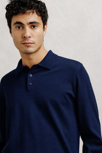 Pull col polo boutonn&eacute; 100% m&eacute;rinos