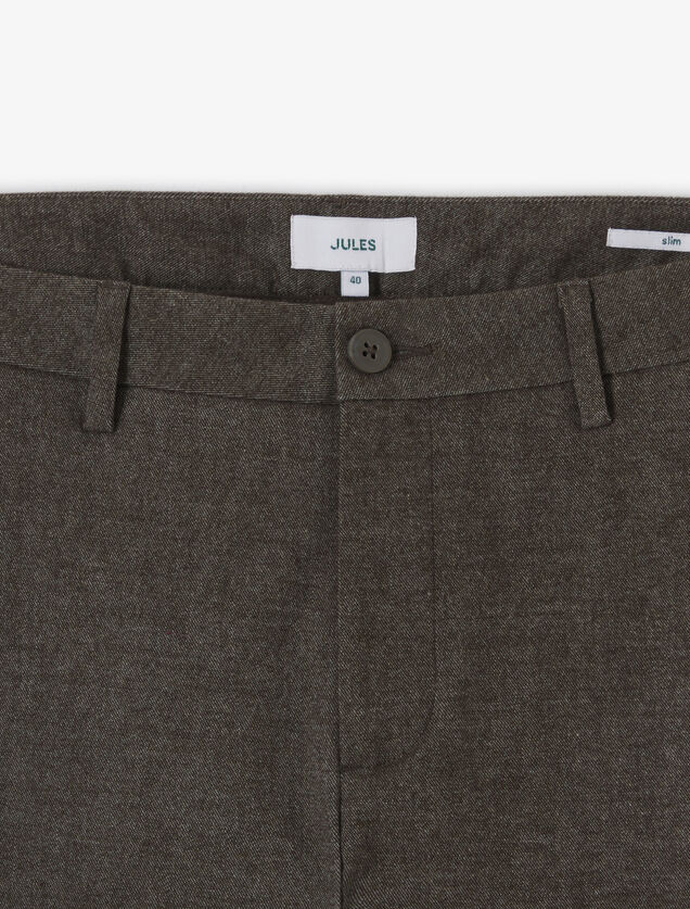 Slim fit chinobroek met flaneleffect