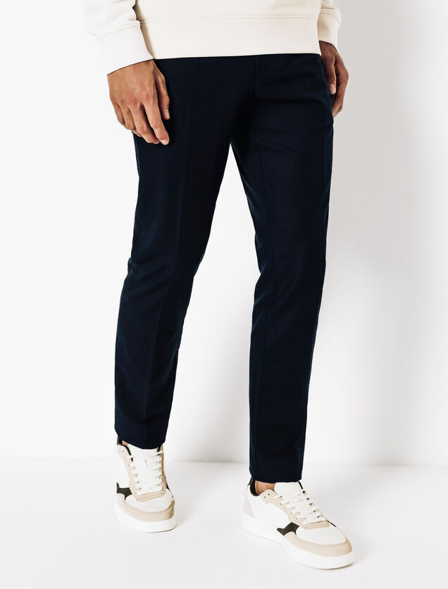 Pantalon droit m&eacute;lange coton lin