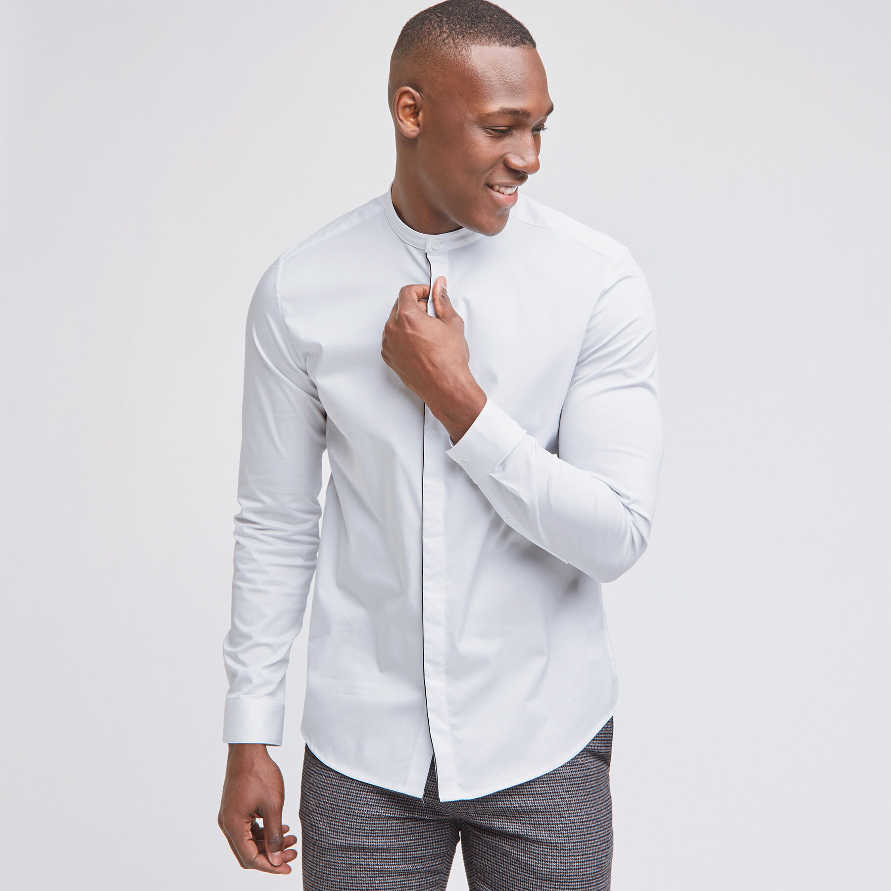 Chemise Homme à Col Haut Unie Slim Stylé: Tidebuy.com