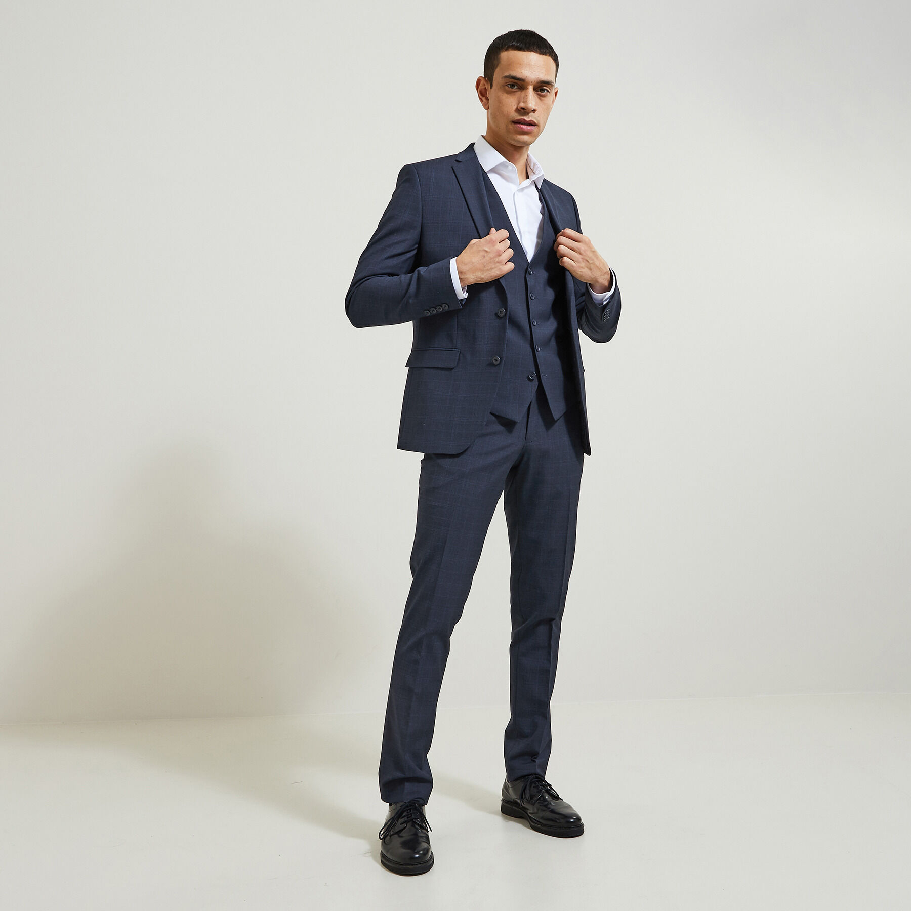 Pantalon de costume slim carreaux Bleu fonc Jules