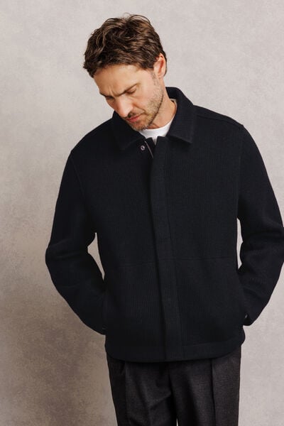 Veste col chemise zipp&eacute;e en molleton