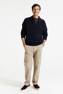 Polo en maille manches longues col resort