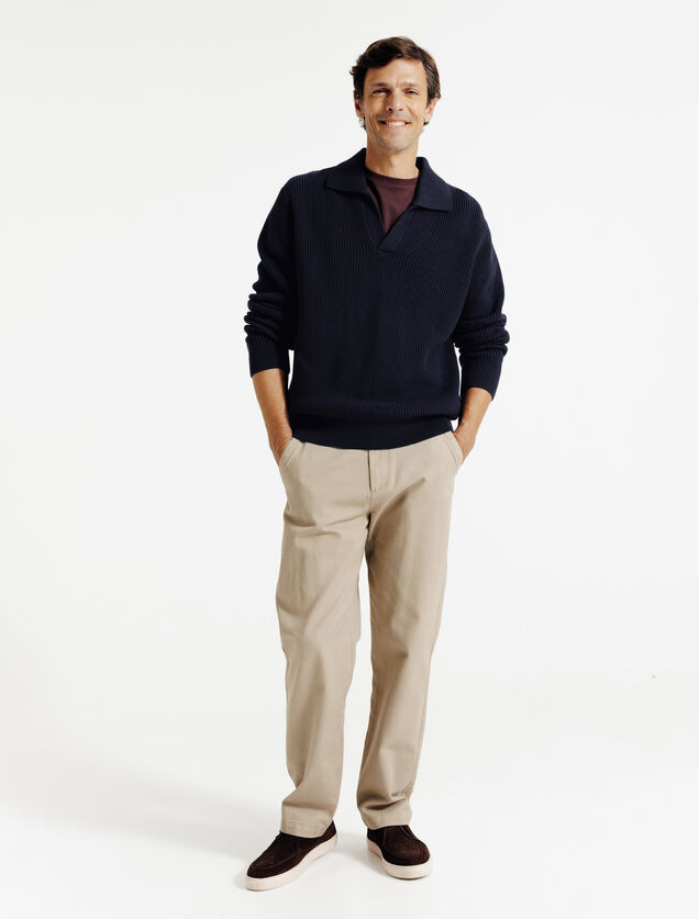Polo en maille manches longues col resort
