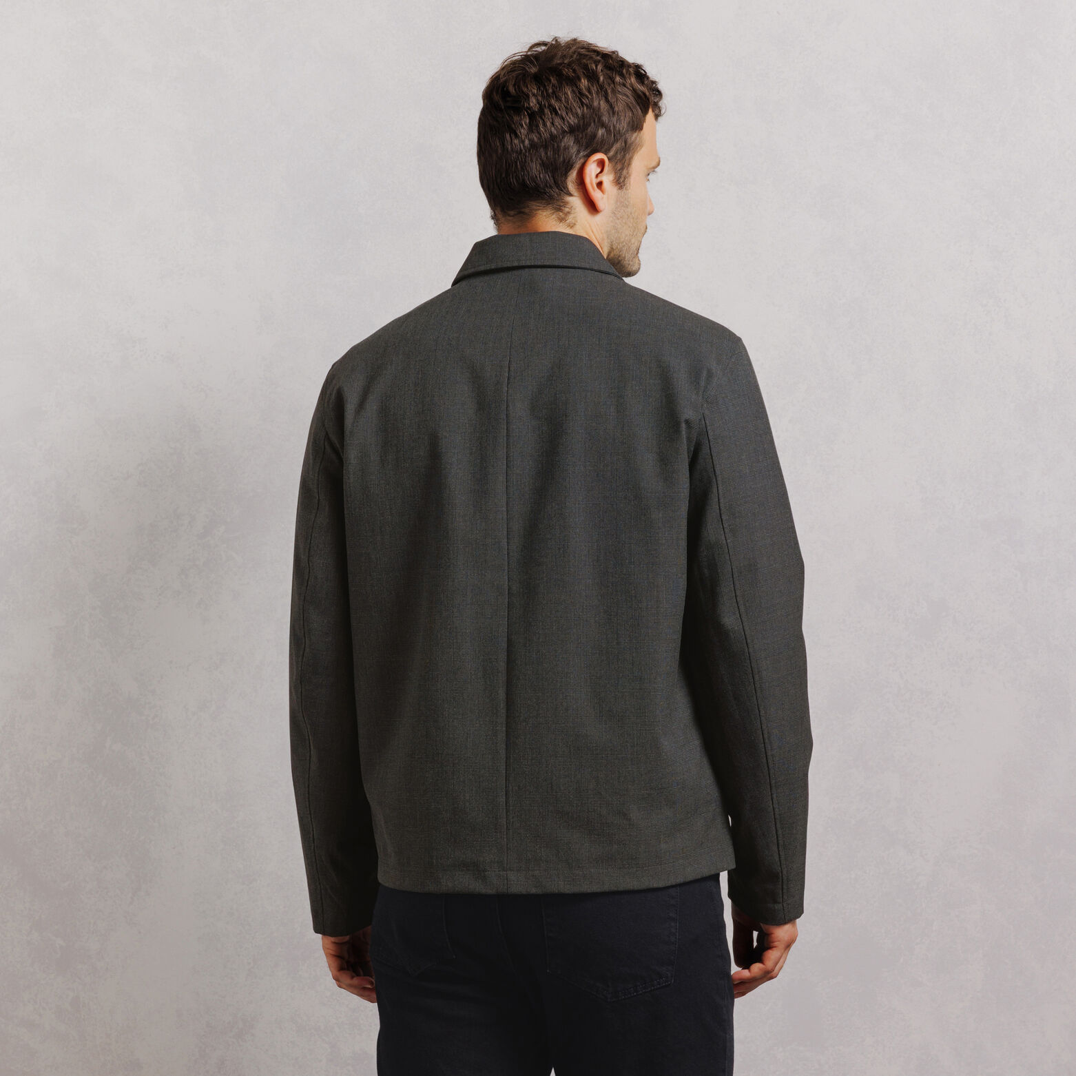 Veste zipp&eacute;e col chemise &agrave; carreaux