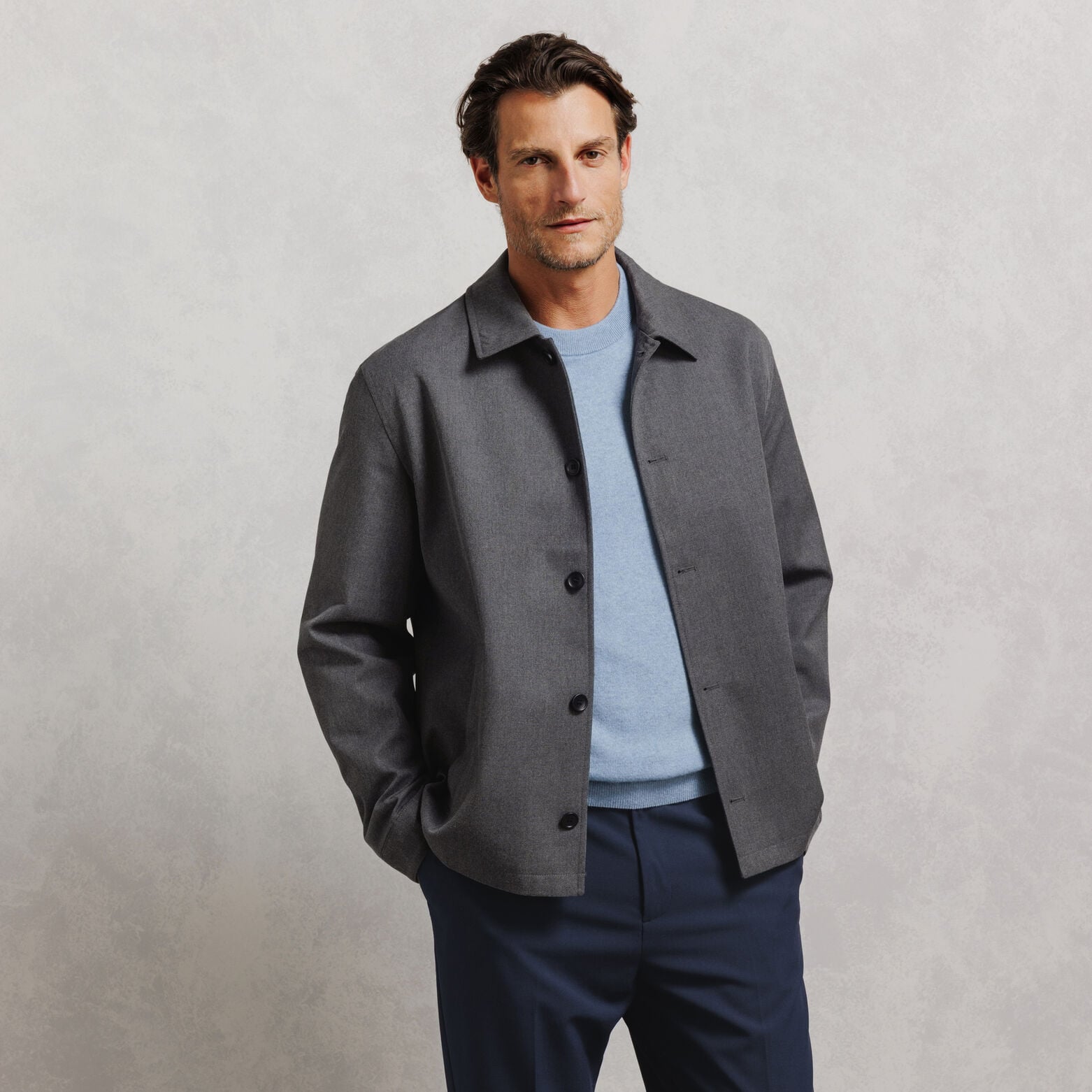 Veste tissage twill col chemise