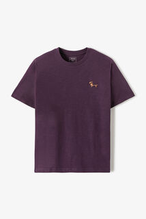 T-shirt in gevlamde stof met borduursel op de bors