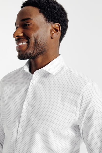 Chemise sans repassage slim en coton imprim&eacute;e