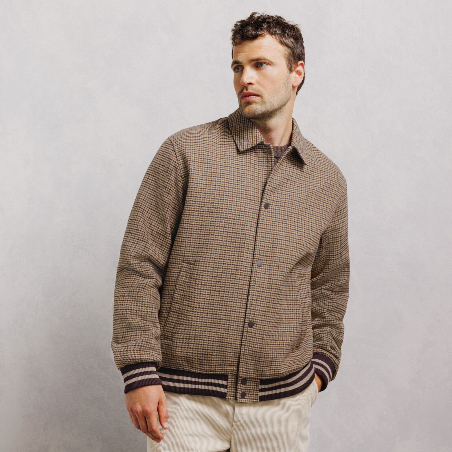 Blouson met hemdkraag en pied-de-poule
