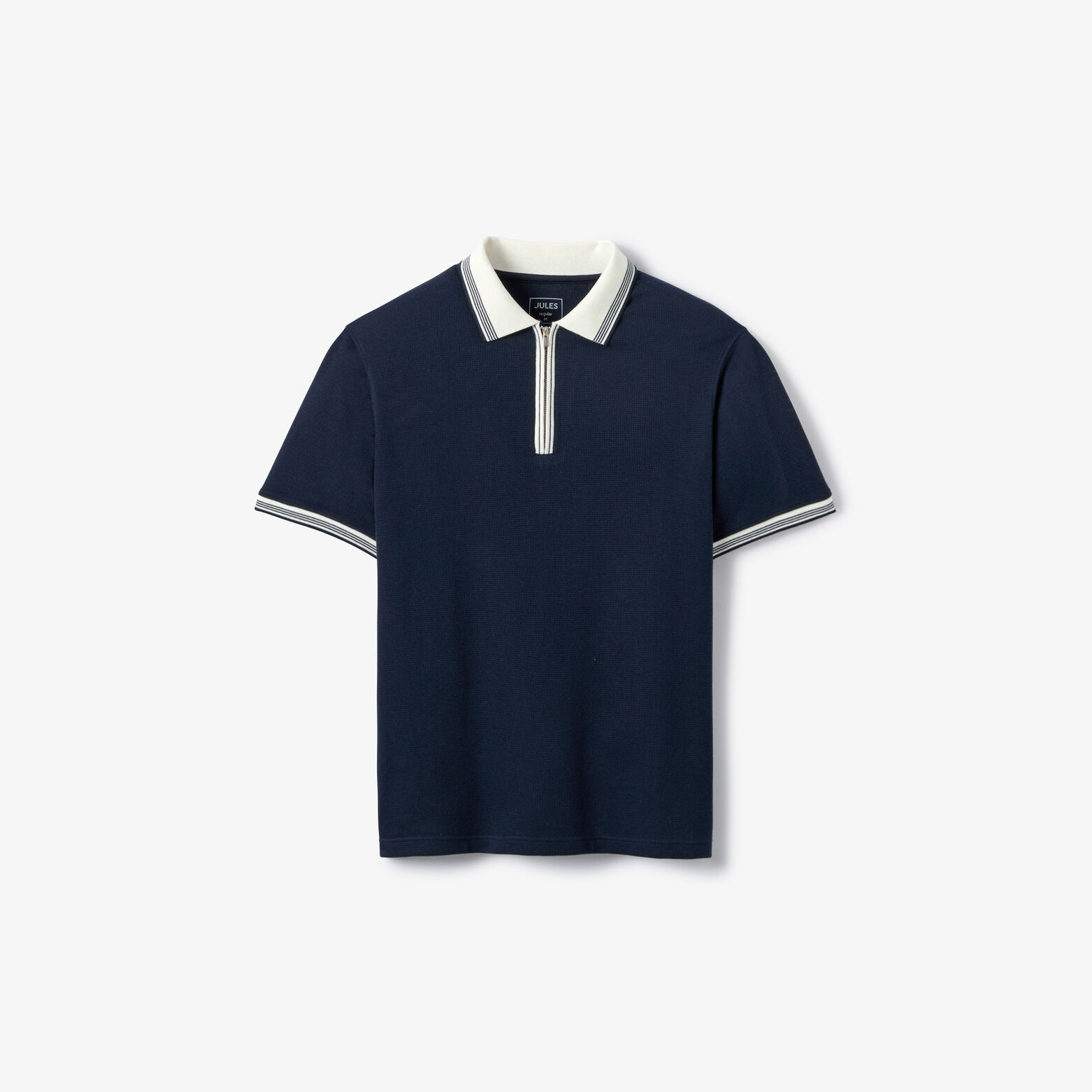 Polo manches courtes col zipp&eacute; gaufr&eacute;