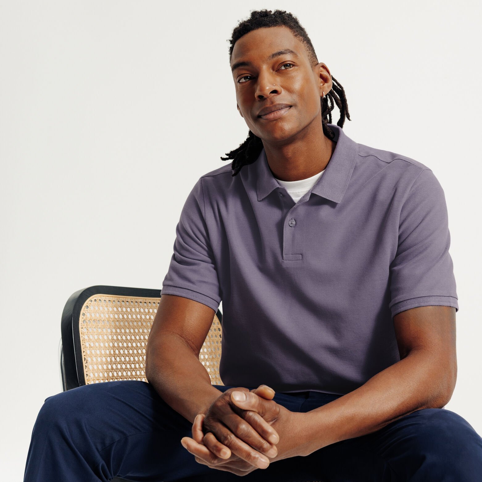 Effen polo in piqu&eacute;katoen met korte mouwen