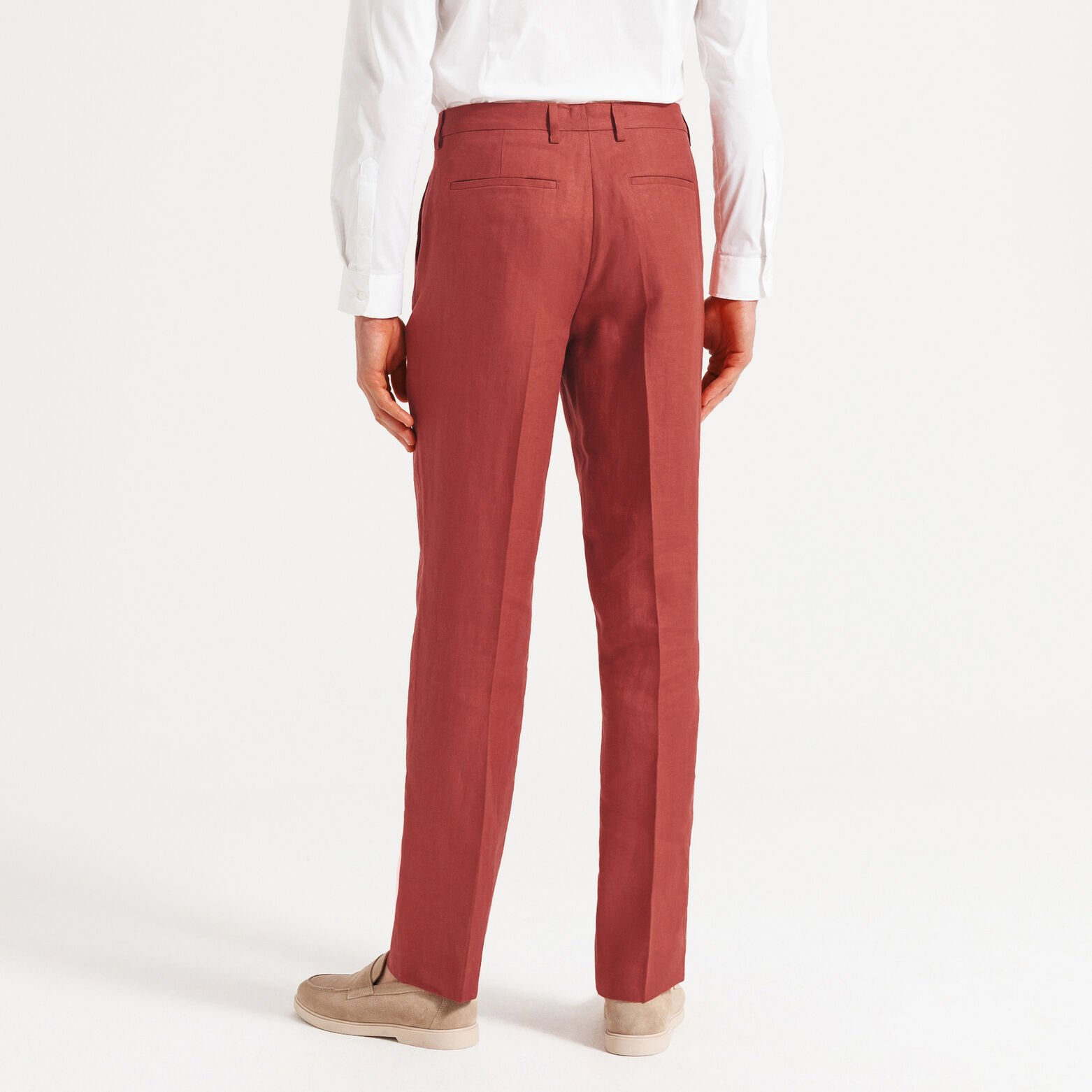 Pantalon de costume confort motif chevron 100% lin