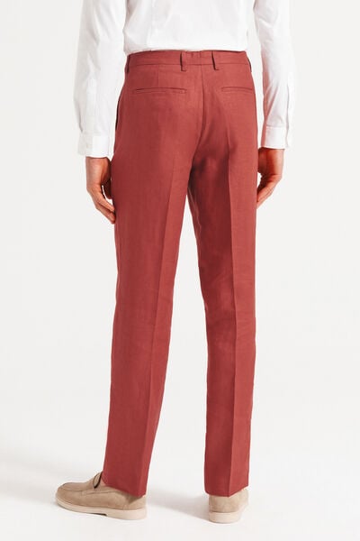 Pantalon de costume confort motif chevron 100% lin