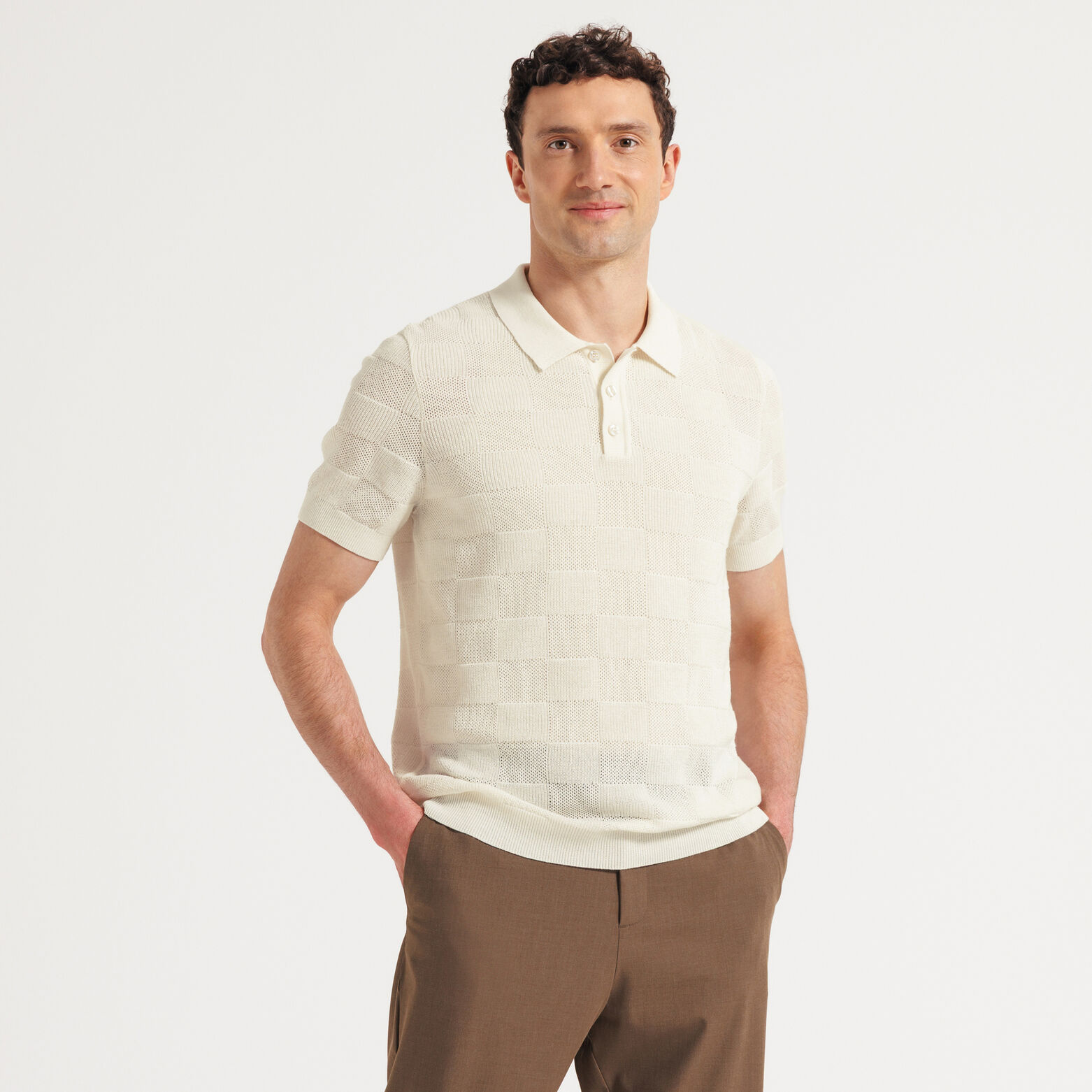 Polo in tricot met bloksteek