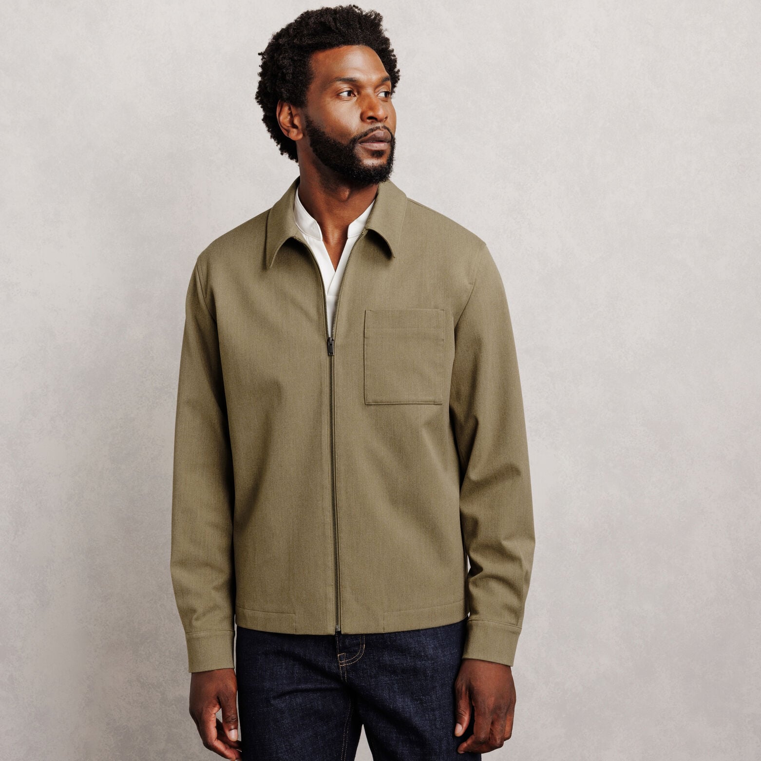 Veste col chemise zipp&eacute;e