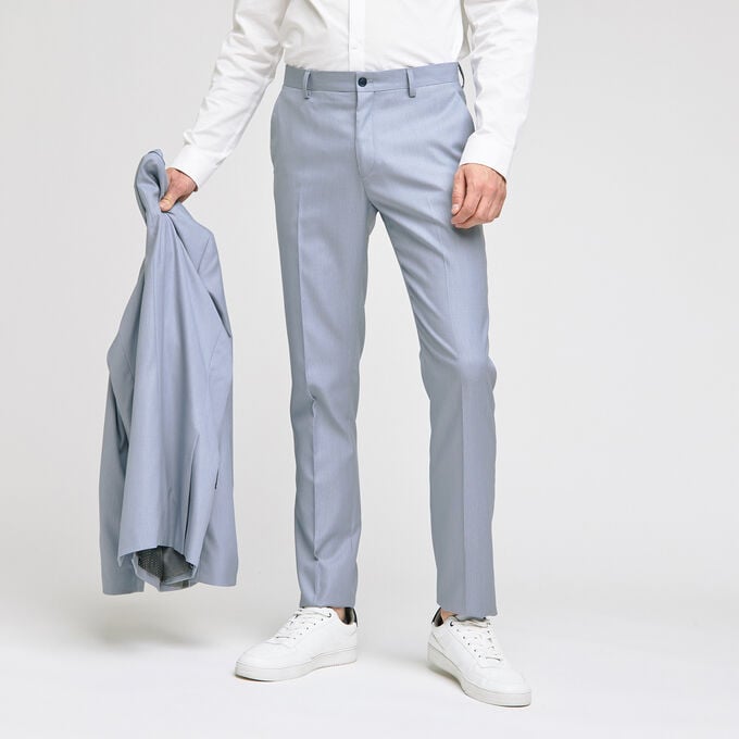 Pantalon de costume slim matière reliefée stretch