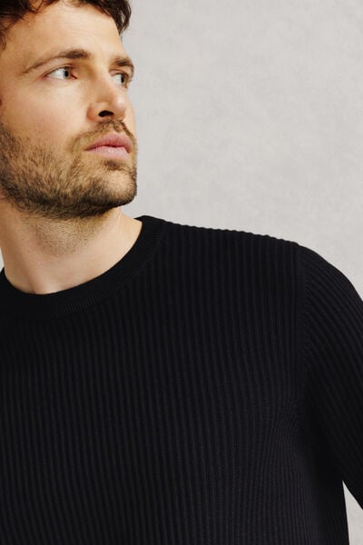 Pull col rond 100% coton point fantaisie